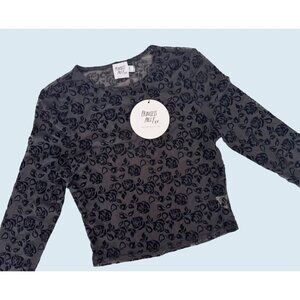 Princess Polly Black Sheer Floral Long Sleeve Top Sz 6